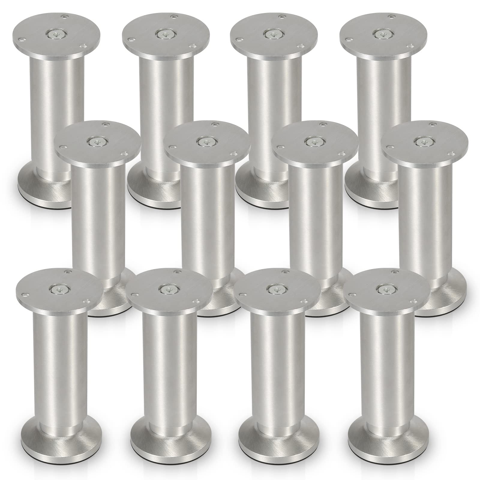 12 patas de aluminio para muebles de 200 mm de altura regulable, patas de muebles soportan hasta 250 kg, patas redondas para sofá, para muebles y armarios de cocina