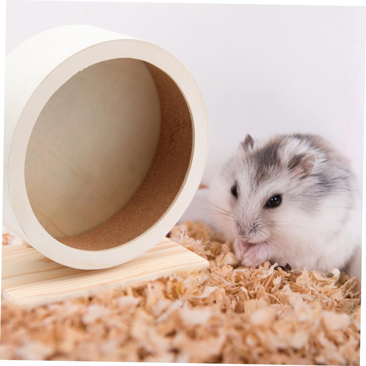 Rueda de Ejercicio para Mascotas Pequeñas de Madera Maciza Disco Antideslizante Mediano para Hámsters Erizos y Roedores Resistente y Duradera Fomenta Actividad Saludable