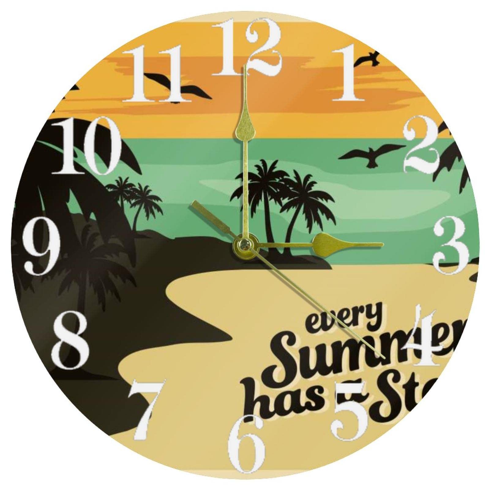 Horloge murale ronde 25cm sans tic-tac style bord de mer