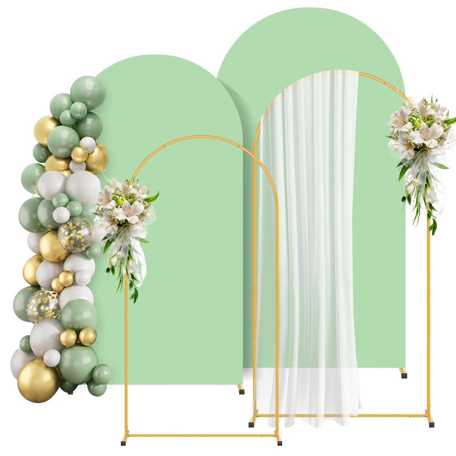 2 Pack Arch Backdrop Stand and Cover Set (7.2FT/6FT), Balloon Arch Stand