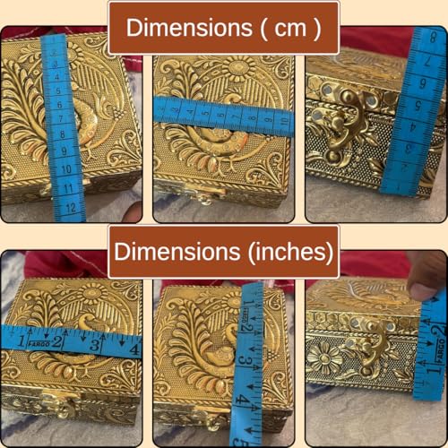 Image of Trendifly Wooden Oxidised Jewellery Organiser Storage Box Small For Women | Wood Jewel Necklace Earrings Ring Multipurpose Storage Organizer Box | Wedding Anniversary Pooja Return Gift Favors