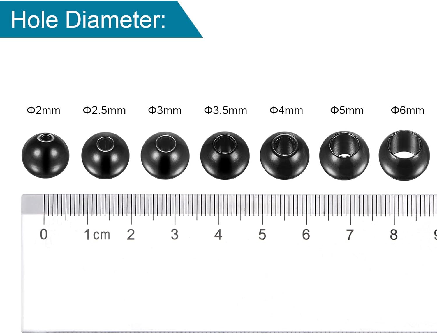 HARFINGTON 20pcs Beads 10mm Stainless Steel 5mm Hole Dia Bead for DIY Crafts, Black - Image 5