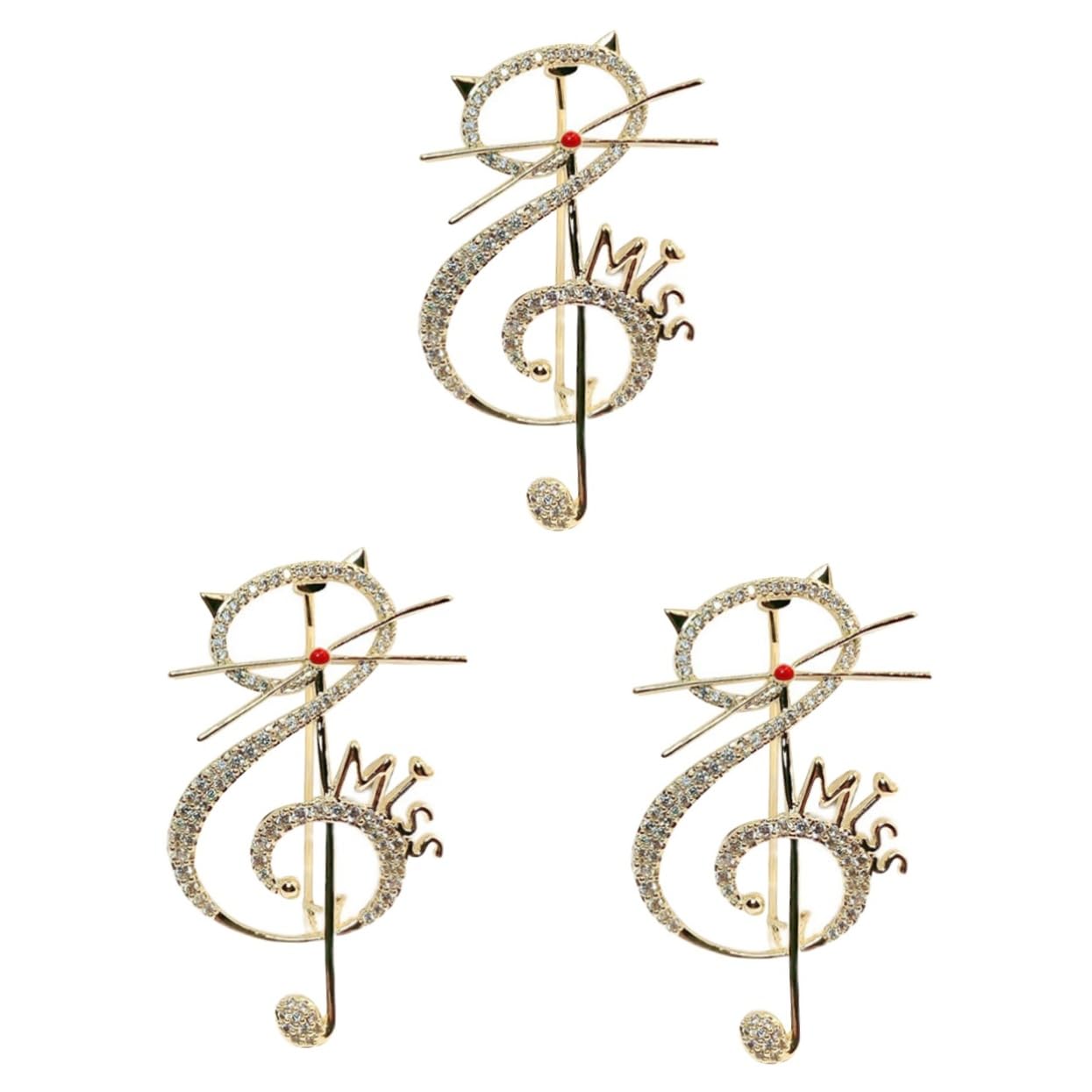 GALPADA spilla nota musicale spilla a forma di gatto spilla in zircone spille retrò spilla abbigliamento spilla Madre arredamento d'epoca ornamento di zirconi Spilla gatto ， Golden