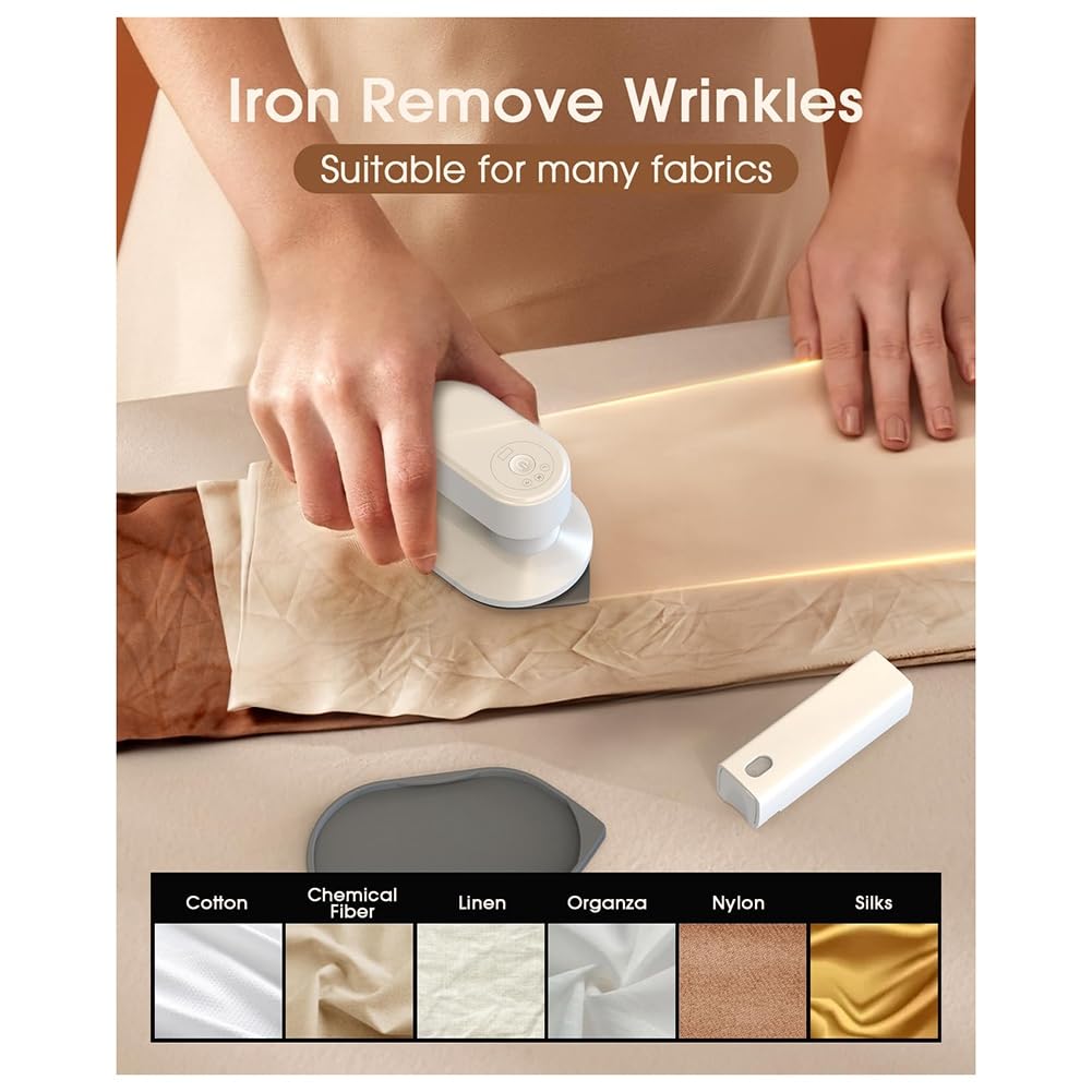 Plancha de Viaje Inalámbrica para Ropa, Plancha de Tamaño Mini (Sin Vapor), Plancha Portátil Liviana de 0,7 Libras, con Caja de Almacenamiento, Almohadillas Térmicas