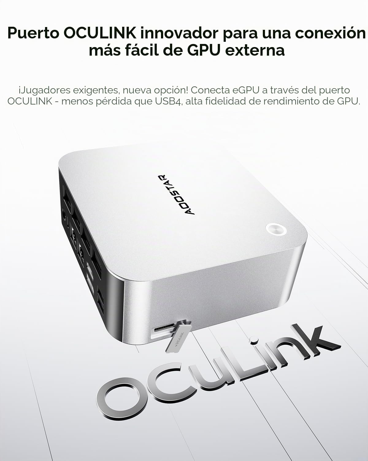 AOOSTAR MACO Mini PC Ryzen 7 H255(hasta 4,9GHz) Mini Ordenador Barebone Sin RAM Sin M.2 PCIe4.0 SSD, Micro PC para Juegos OCuLink/2xUSB4.0/2x2,5G LAN/4-Pantalla 4K/Desbloqueo por Huella Dactilar