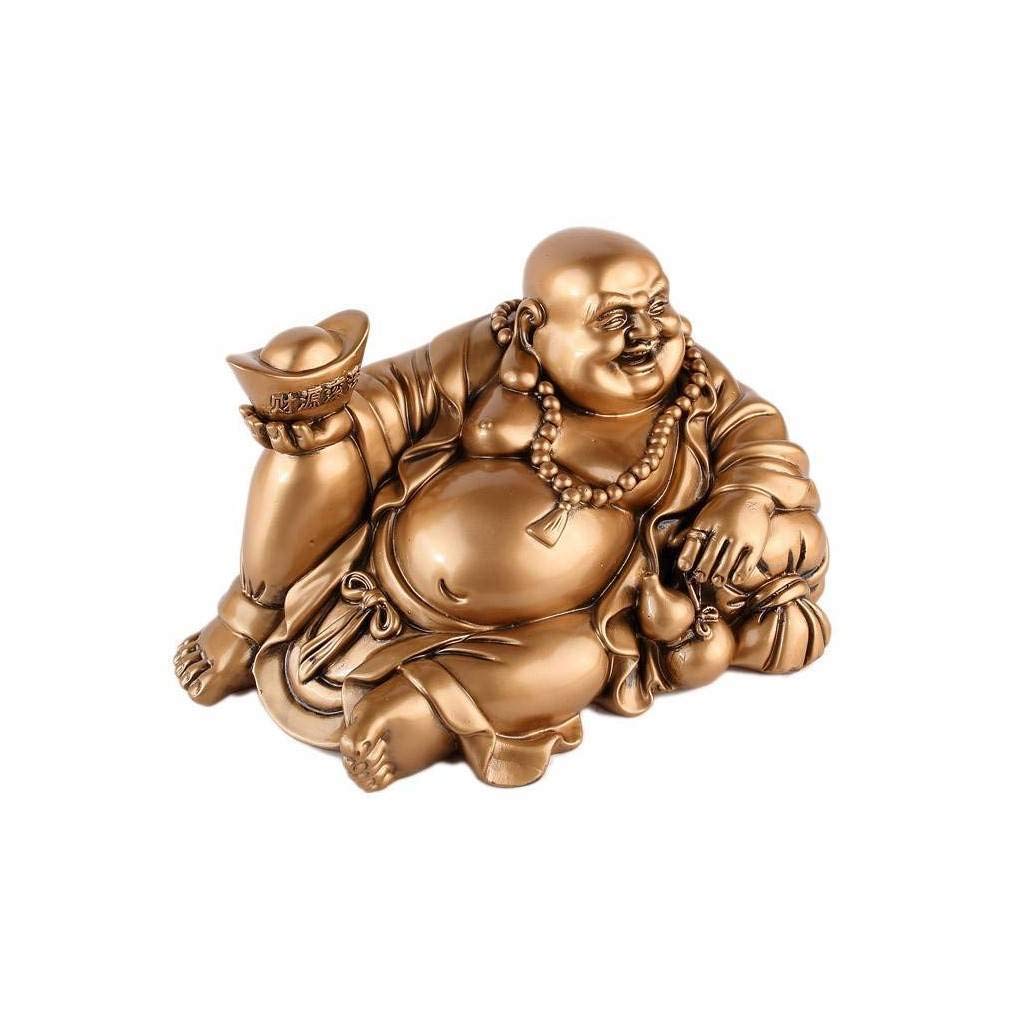 lachineuse – Große goldene Statue des lachenden Buddha – 25 x 14 x 17 cm