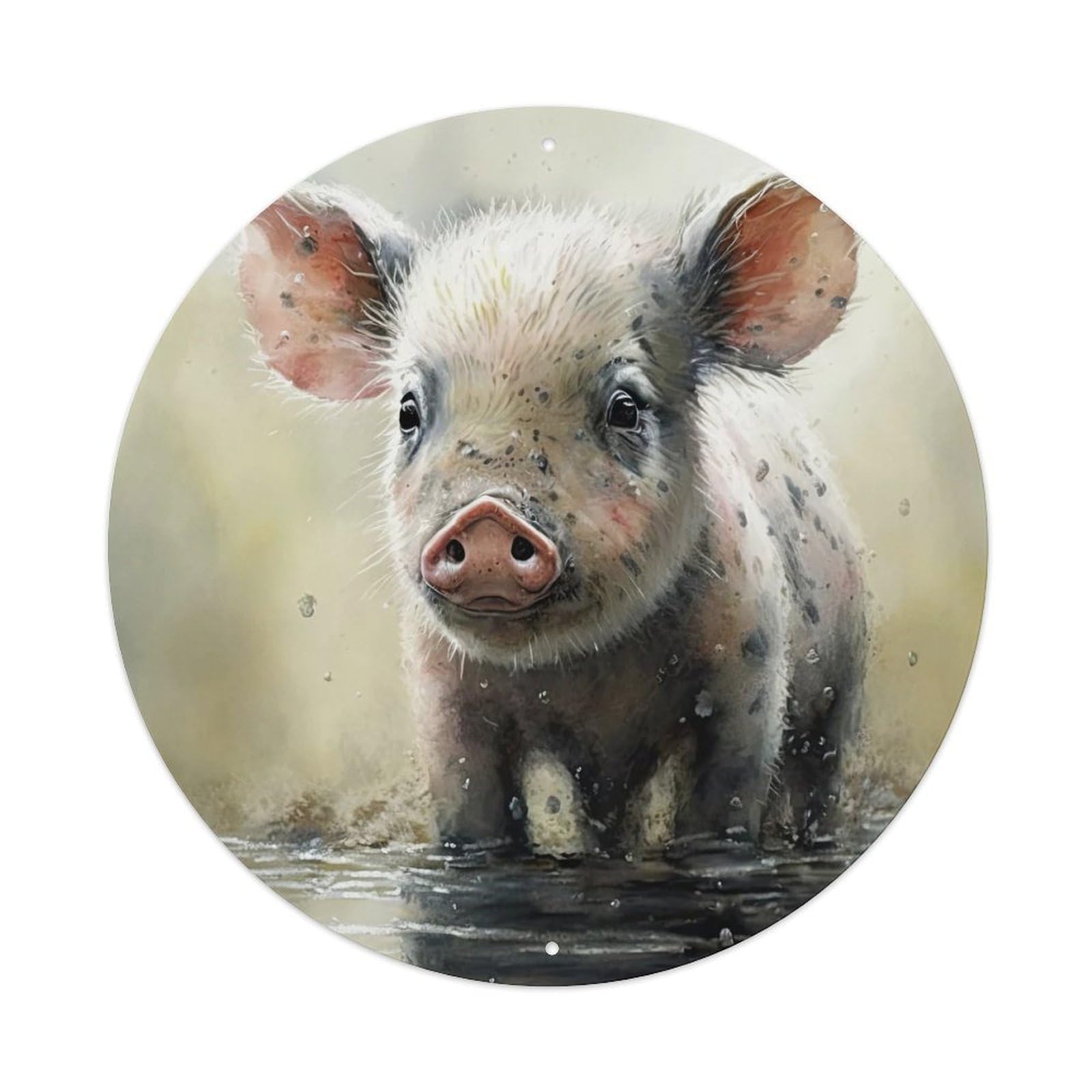 Animal Artwork Dirty Little Pig Vintage Metal Tin Sign Plaque Wall Decor for Cafe, Club Bar, Office, Garden Metal Poster 8x8Inch