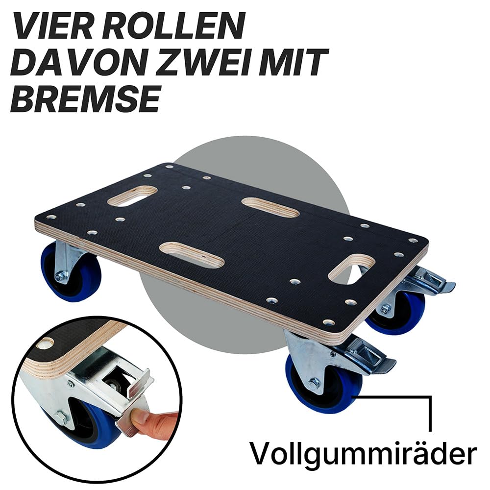 Trucky Rollbrett 33 x 50 cm Transportroller 500 kg Möbelroller mit 4 Rollen Rollwagen Transportwagen für Möbel Transport