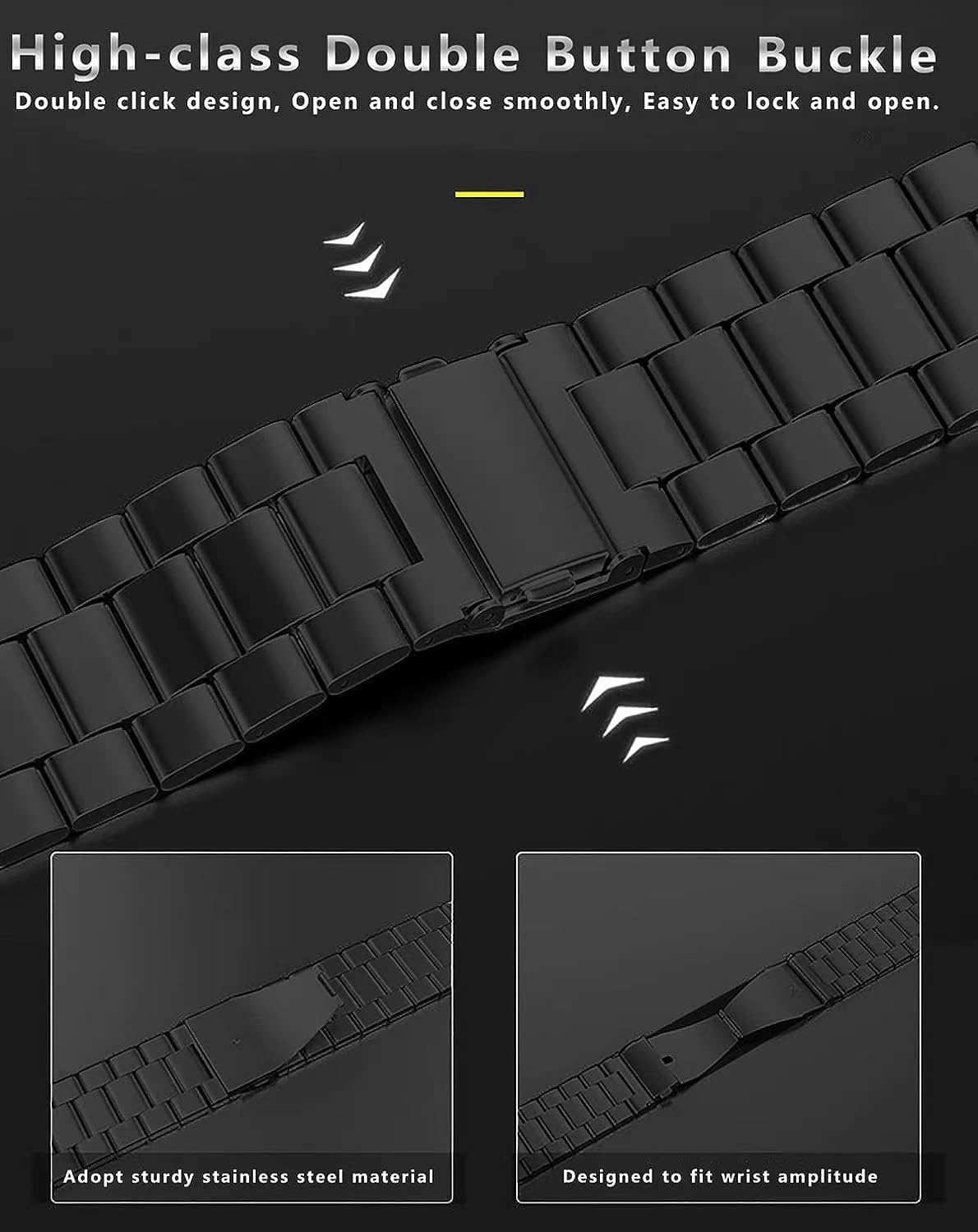 Metal Bands for Galaxy Watch 8 Classic Band 46mm/Samung Galaxy Watch 8 40mm/44mm 2025, One Click No Gap Business Stainless Steel Wristband Replacement Strap for Men Women - Image 5