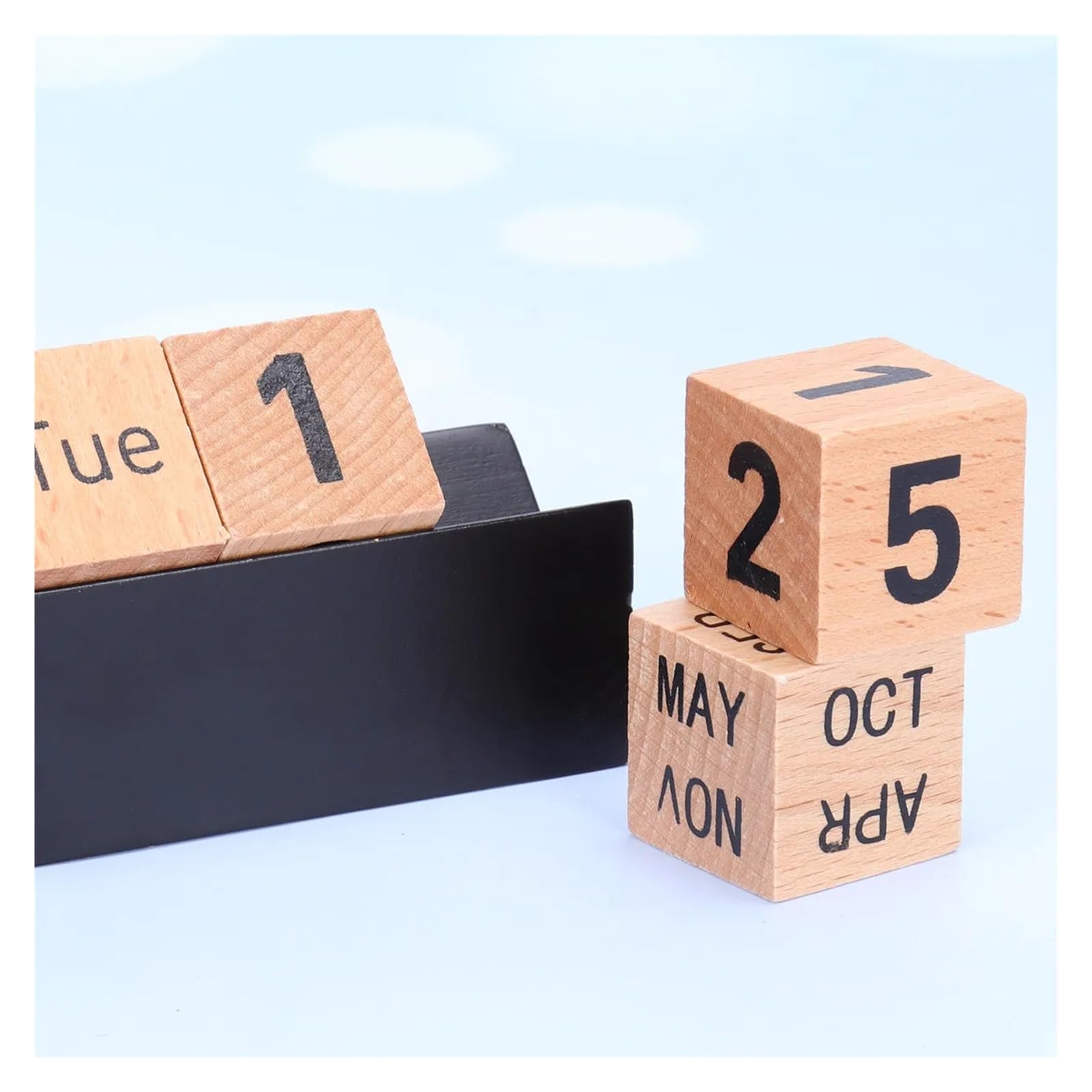 Ensemble De Calendrier Bureau En Bois, 2 Cubes Numériques, Bloc 1 Semaine