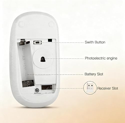 Miniatura 7 de Unipows Ratón inalámbrico – Ratón de computadora portátil delgado de 2.4 G con nano receptor, ratones ópticos móviles de menos ruido para laptop,