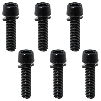 Heyous 6PCS M5x18mm Bicycle Handle Part Bicycle Lever Bolt Black Tapered Head Bolt with Washer Suitable for Bicycle Handlebars Front Pull Rear Rests