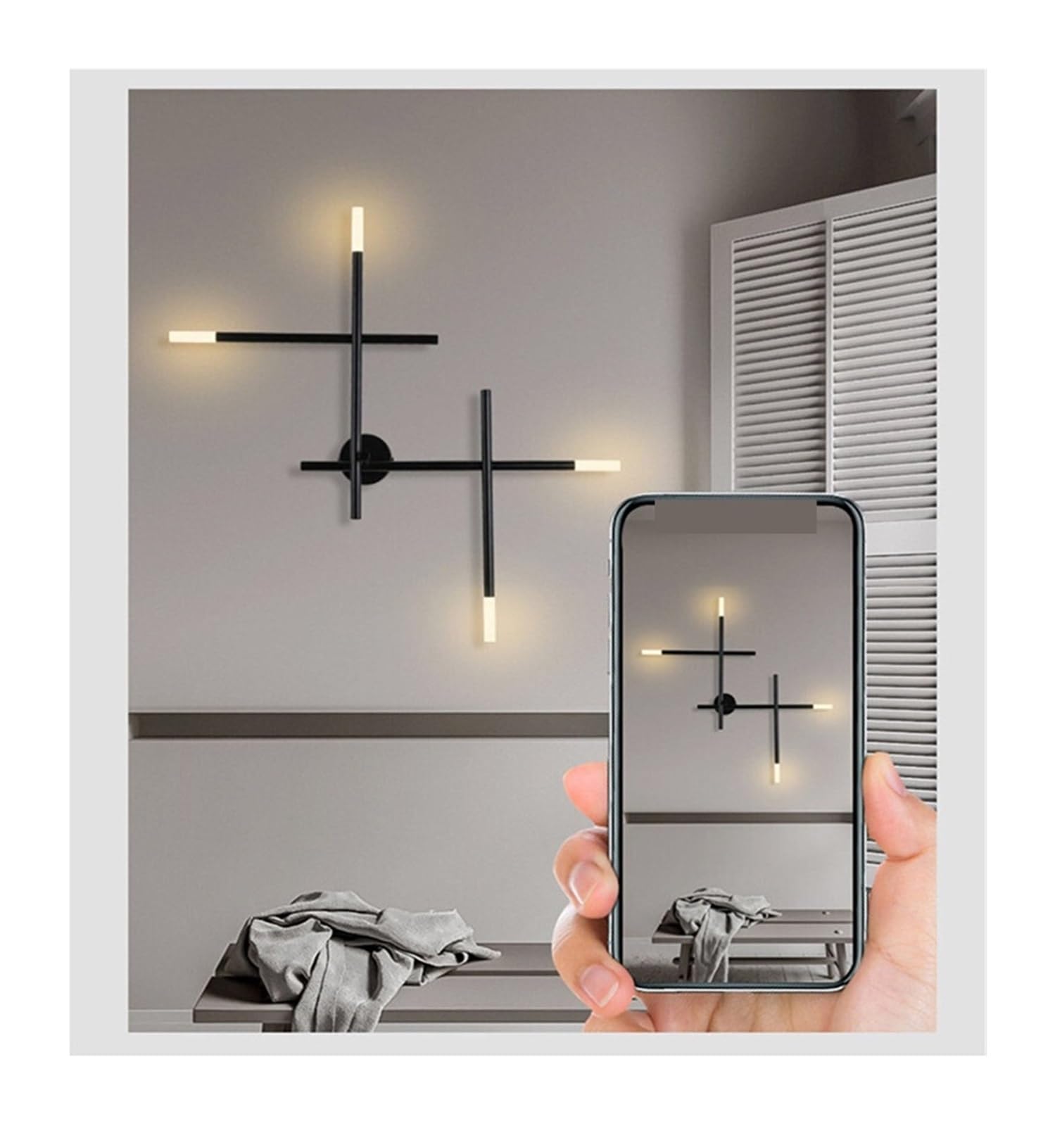 Nowoczesna minimalistyczna liniowa kinkiet ściana tła dekoracyjna lampa ścienna do sypialni salon jadalnia schody alejki Jasne śWiatłA(Cool,Black W45cm)