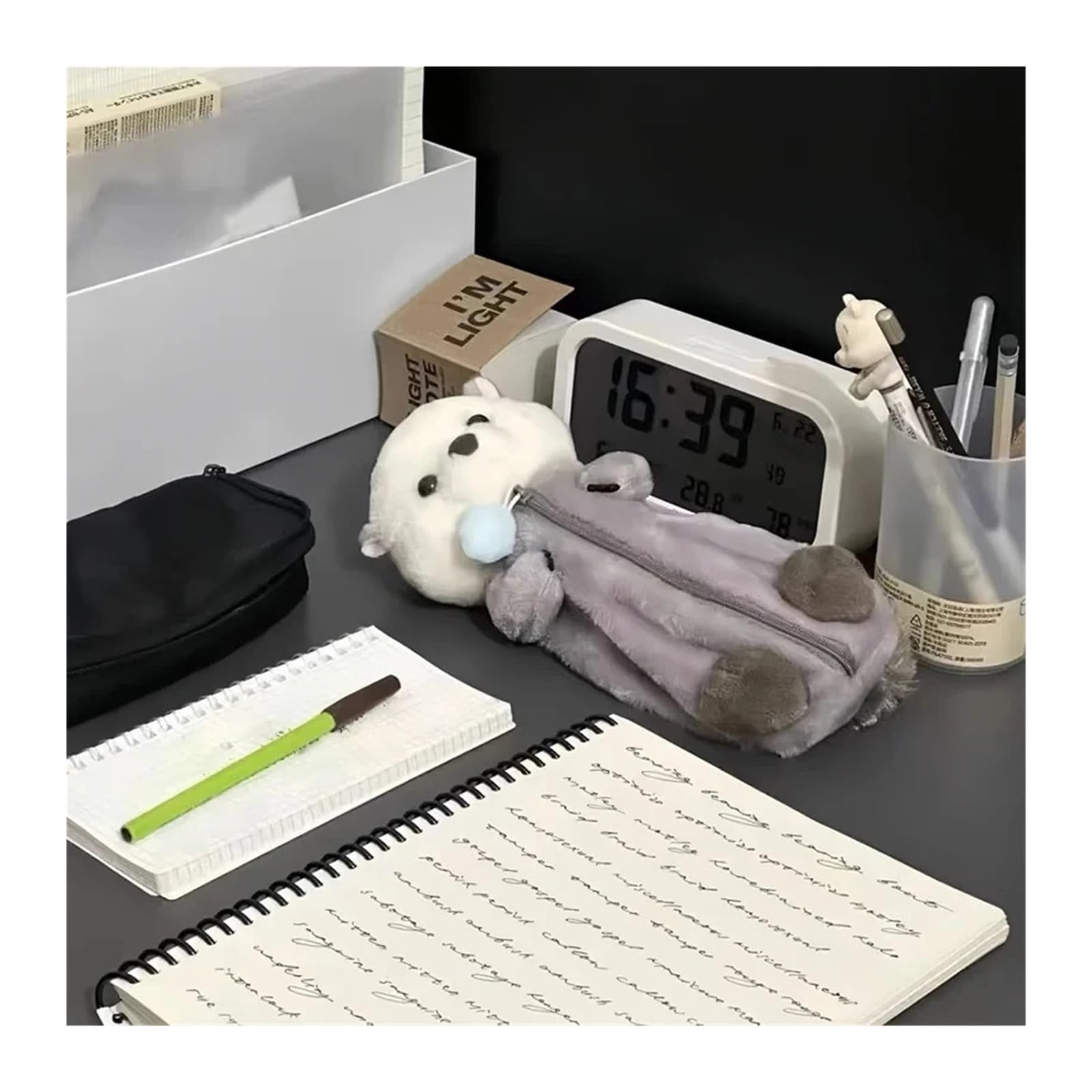 Astuccio for la scuola della lontra marina | Cartone animato, morbido peluche, grande capacità, custodia