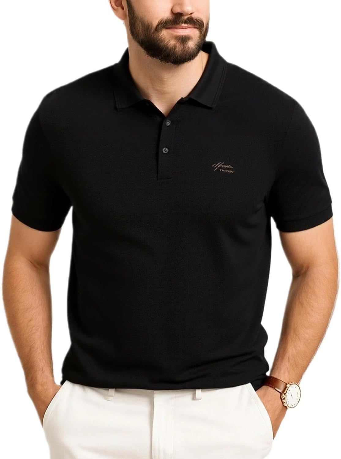 VPG Mens Knit Short Sleeve Polo Shirts Casual Vacation Collared Golf Shirts Stretchy Regular Fit T Shirt