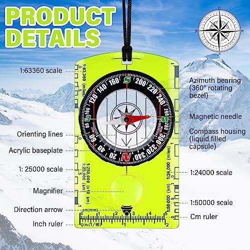 20-Pcs-Acrylic-Orienteering-Compass-Navigation-Backpacking-Compass-Hiking-Compass-Map-Reading-Compass-Professional-Boy-Scout-Compass-for-Navigation-Orienteering-and-Survival-Outdoor-Exploring-Green