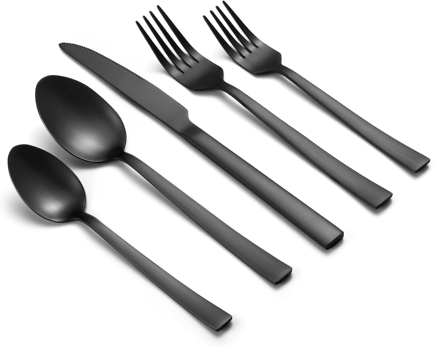 Matte Black Silverware Set for 4, 20 Piece Black Utensils Flatware Set, Stainless