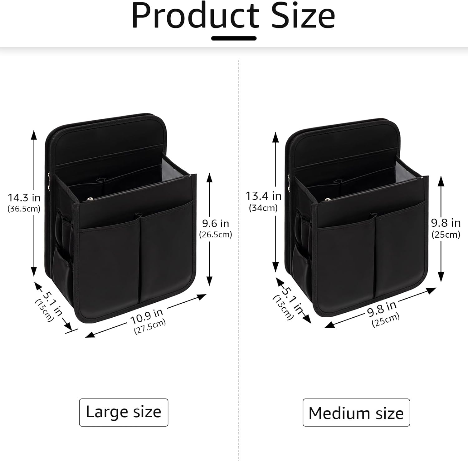 Yoillione Backpack Organizer Insert for Men and Women with Base Shaper - Lightweight Bag Organizer with High Capacity, 17 Pockets with Zipper (13'' Height, Black) - Image 2