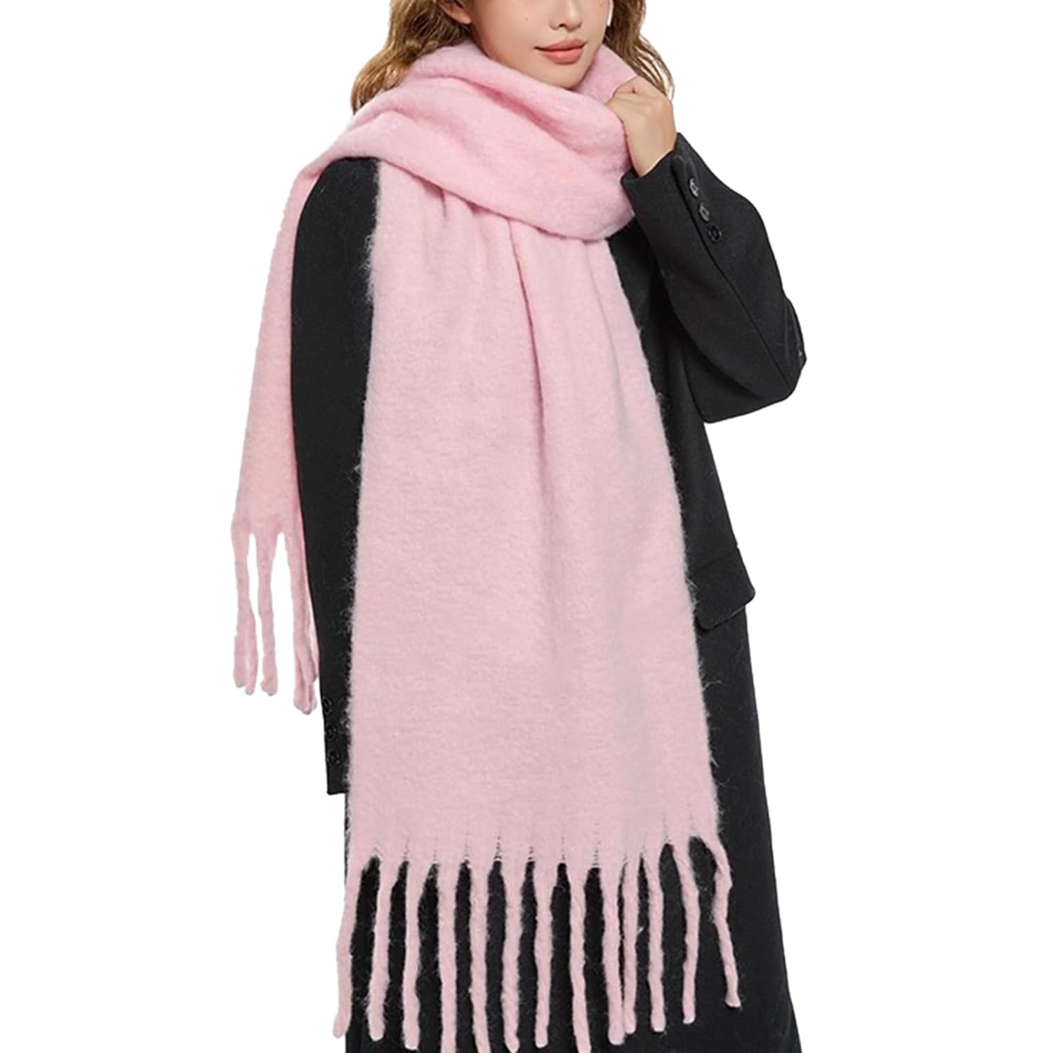 OUNIYA Large Chunky Scarf Oversized Fluffy Scarves Blanket Large Wool Thick Winter Warm
