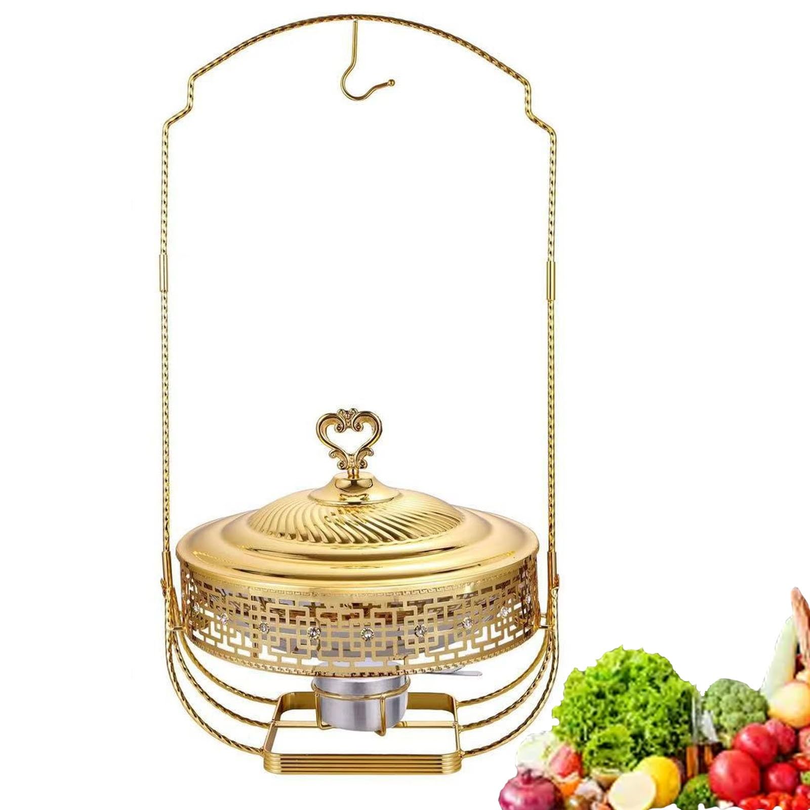 Juego de platos para buffet con calentador de acero inoxidable y tapa