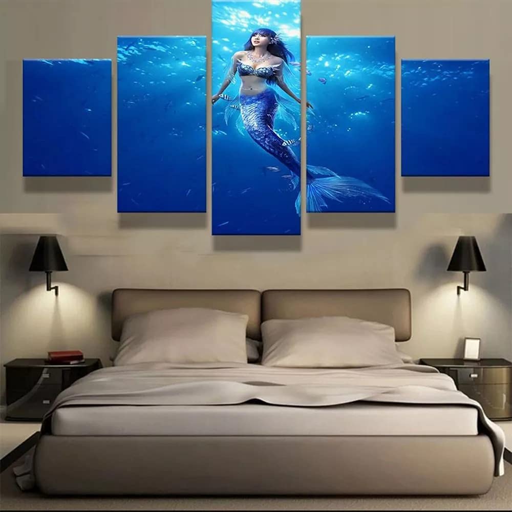 5 Piezas de Impresión HD Gran Cartel de Sirena de Mar decoración Pinturas sobre Lienzo Arte de Pared para decoración del Hogar decoración de Pared