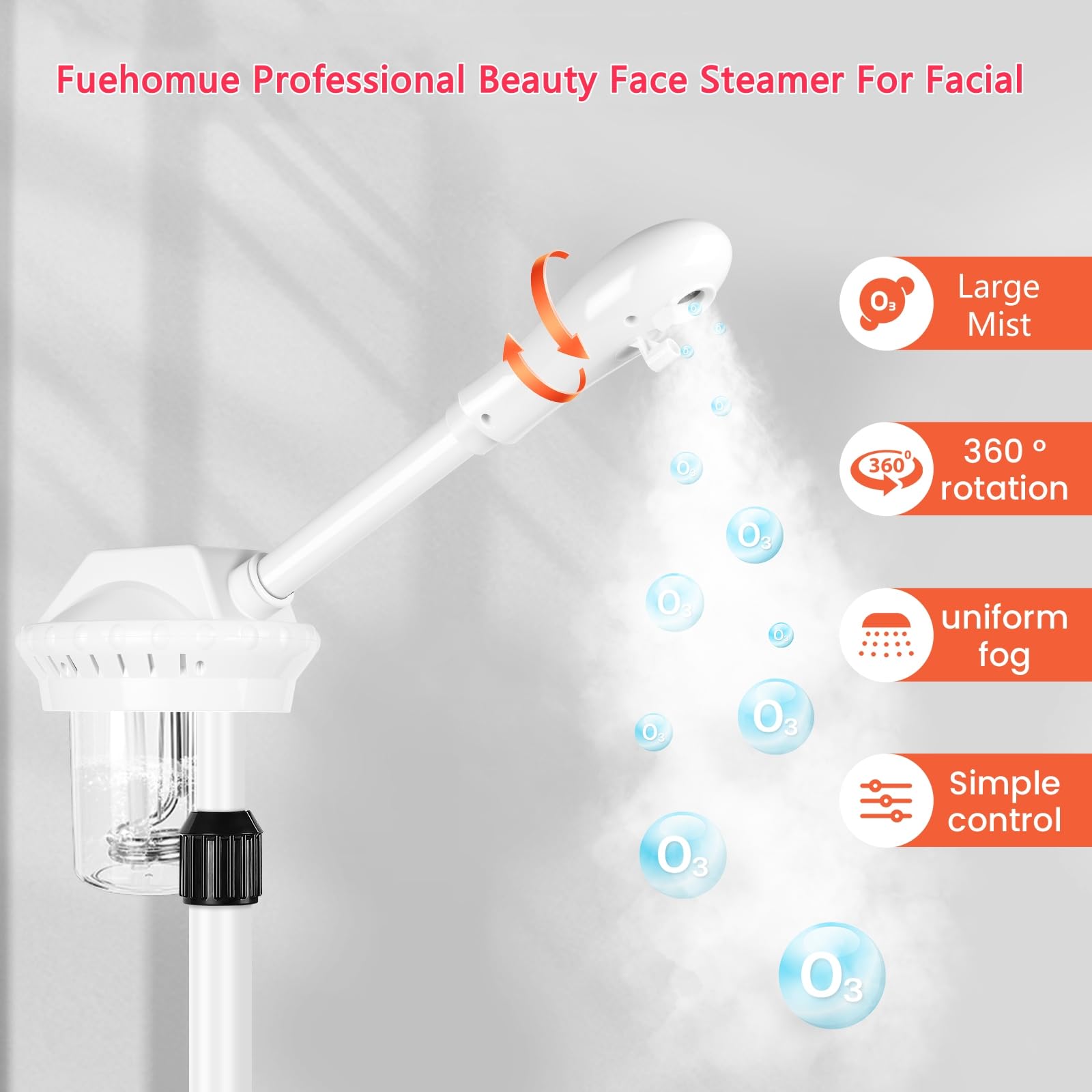 Vaporizador facial profesional, vaporizadores esteticistas sobre ruedas, vaporizadores faciales de pie para limpieza profunda facial, vaporizador para cuidado personal o spa, hidratante e hidratante