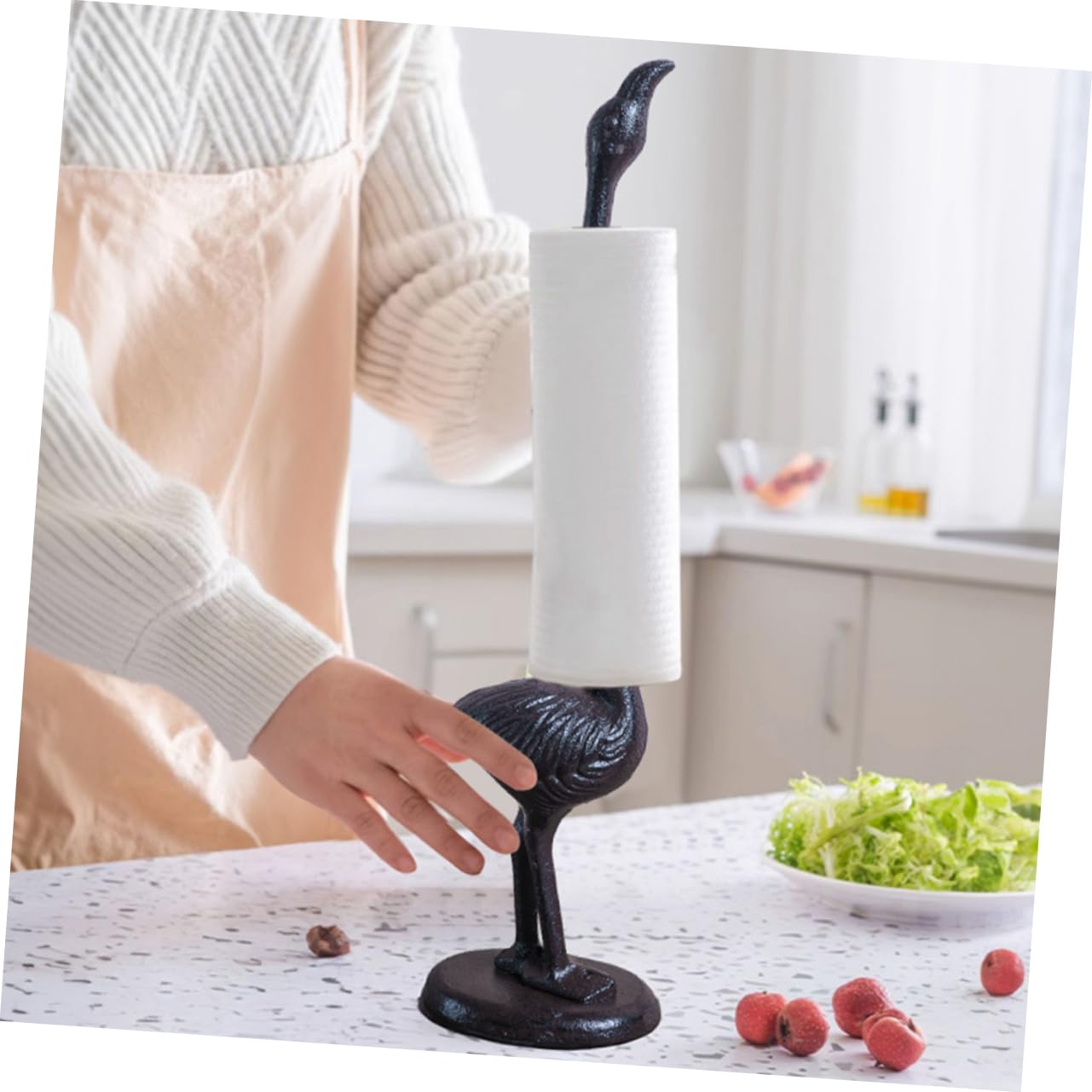 Retro Flamingo Papierhandtuchhalter Praktischer Küchenrollenständer Rutschfestes Design Aus Robustem Metall Für Badezimmer Wohnzimmer Und Küche Platzsparend Einfache Handhabung