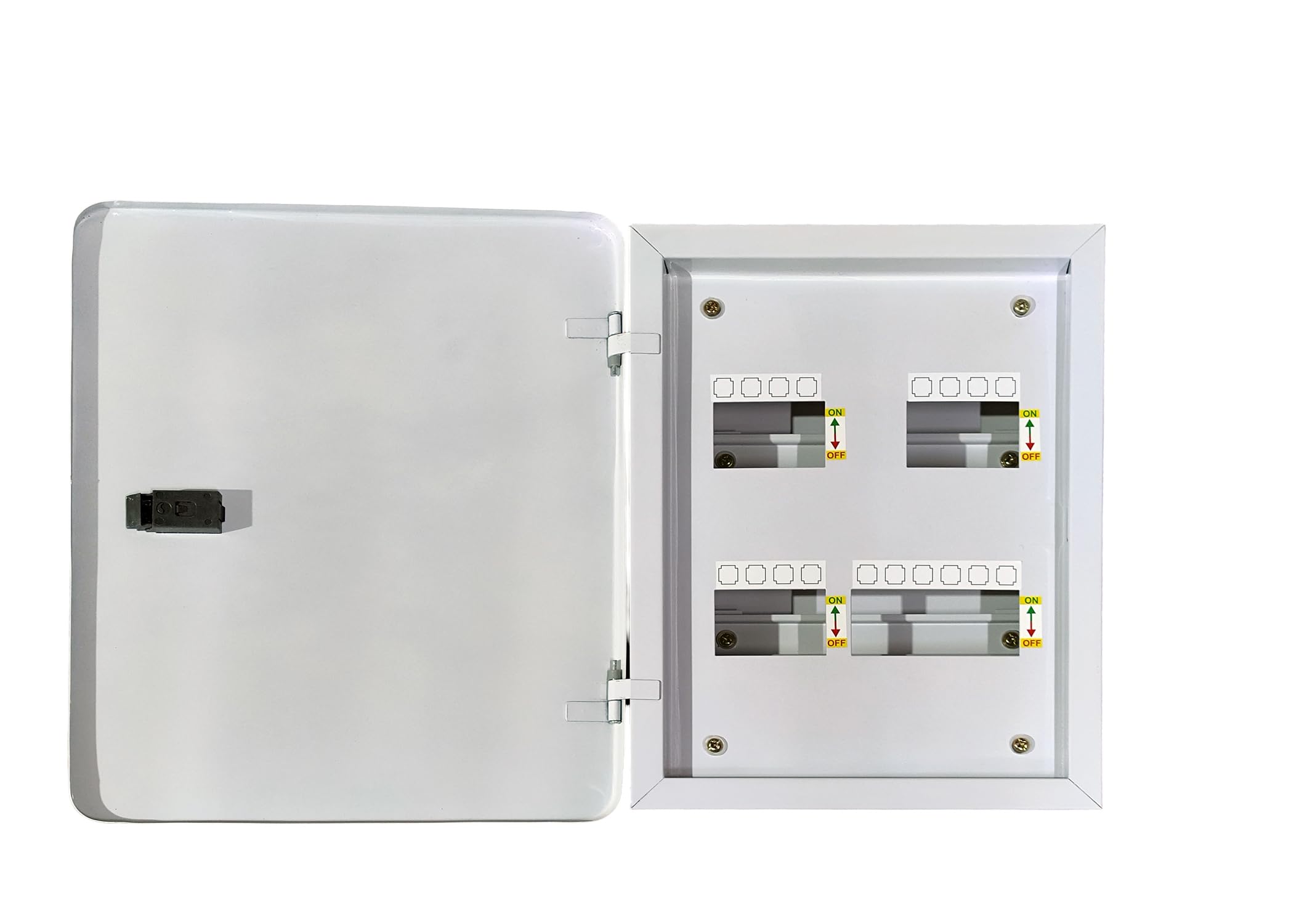 4 Way TPN Draw Series MCB Box, Fully Metal, Durable and Safe Circuit Breaker Housing for Home, Office, and Industrial Use