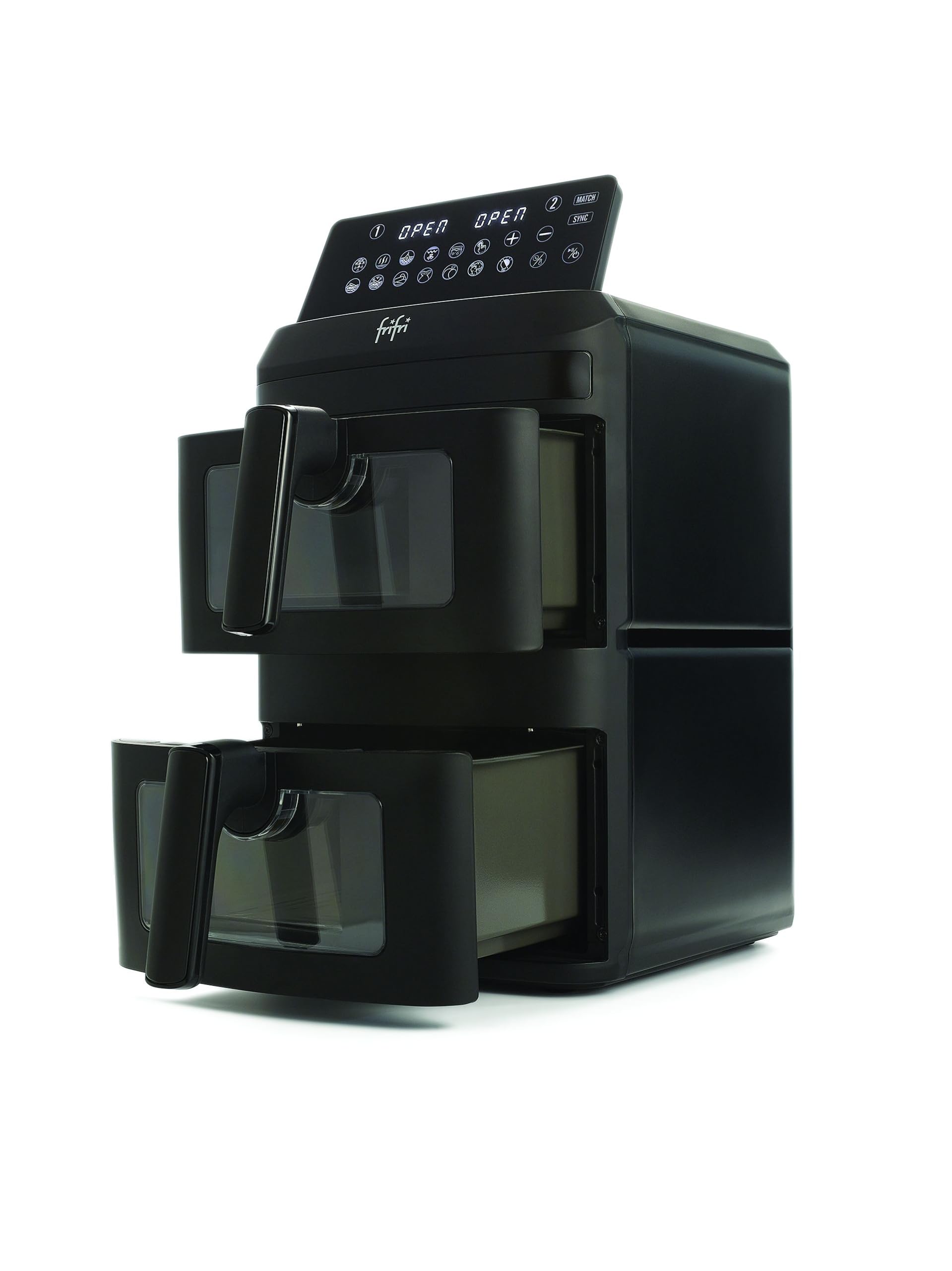 frifri Airfryer Duo Slim 13L - technologie Cyclonique Airflow, 12 programmes automatiques, matériaux haut de gamme - Noir