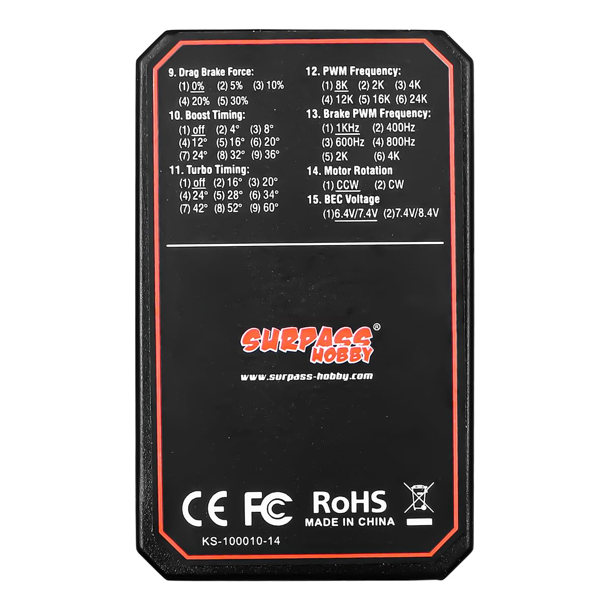DollaTek Karta programowania ESC, pude?ko na karty z programami LED, kompatybilna z Surpass Hobby Rocket Brushless ESC 25 A, 35 A, 45 A, 60 A, 80 A, 120 A, 150 A