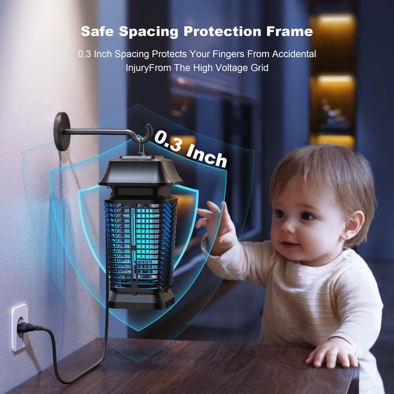 Lampada Antizanzare Elettrica 20W UV, Zanzariera Elettrica Impermeabile IPX4, Ammazza Zanzare Silenziosa per Interni ed Esterni, Cattura Efficace Mosche e Insetti Volanti