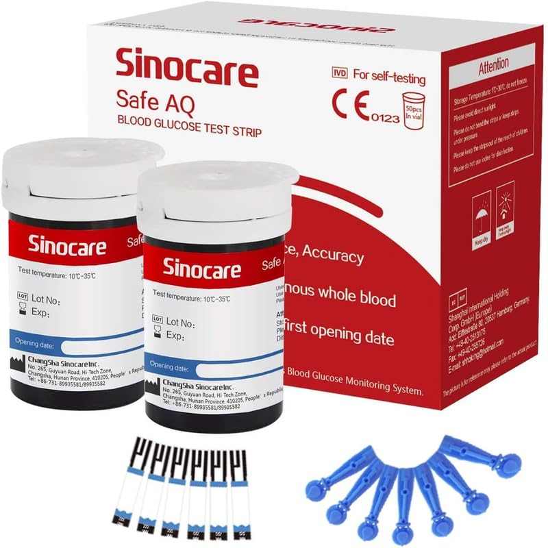 SINOCARE SAFE AQ Blood Glucose Test STRIPS, Box of 50 | Works with SAFE AQ SMART GLUCOMETER ONLY | Lancets not included | Blood Glucose Monitor Strips, Pack of 50 (B0CH8ZRGJ9) Amazon Price History, Amazon Price Tracker