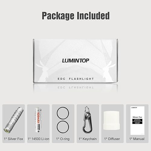 Miniatura 7 de LUMINTOP Linterna AA - 760 lúmenes, zorro plateado, 5 modos, tapa trasera magnética fuerte, perfecta para aventuras al aire libre, camping,