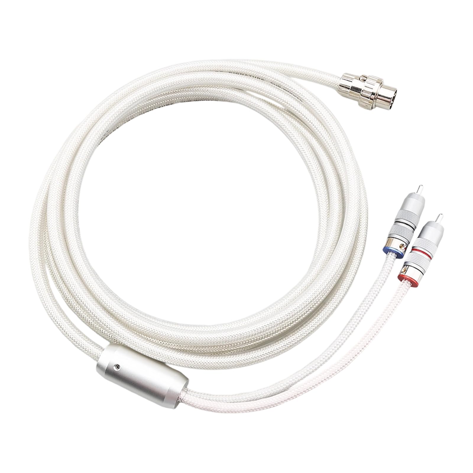 Cavo audio da 4 pin DIN a 2 RCA con cavo di ricambio rivestito in argento per accessori di trasmissione home theater