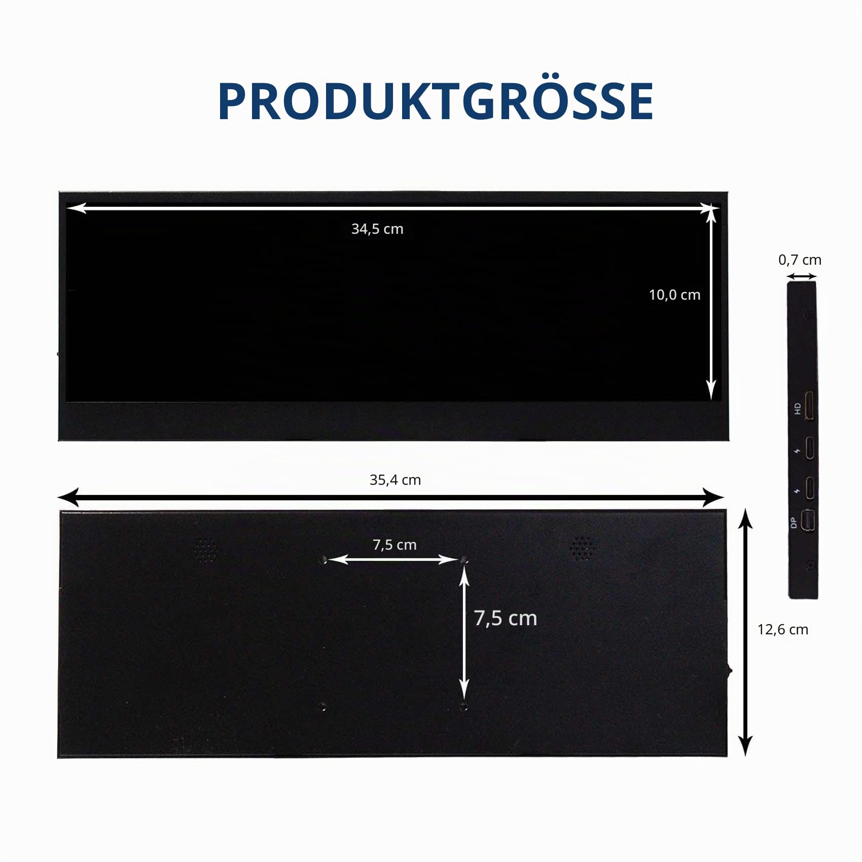 VSDISPLAY 14 Zoll 4K UHD IPS Stretched Bar Touchscreen Monitor | 3840x1100 Sekundärbildschirm für PC Laptop Musikbearbeitung Windows Systeme