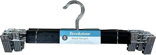 Brookstone Perchas de madera con clips para ropa, paquete de 5