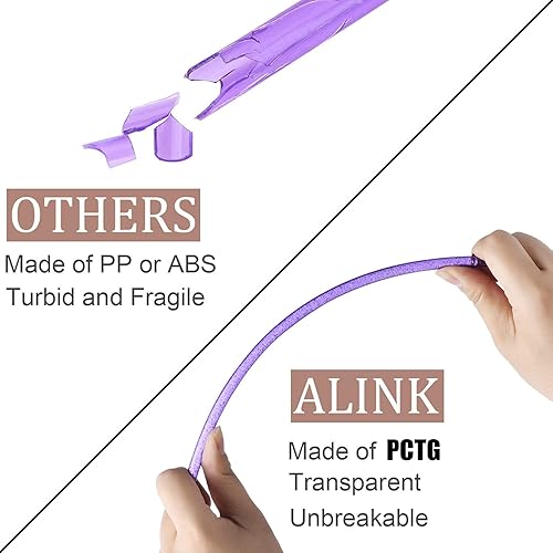 Miniatura 3 de ALINK Paquete de 12 popotes reutilizables de plástico morado transparente con purpurina, 11 pulgadas de largo con cepillo de limpieza