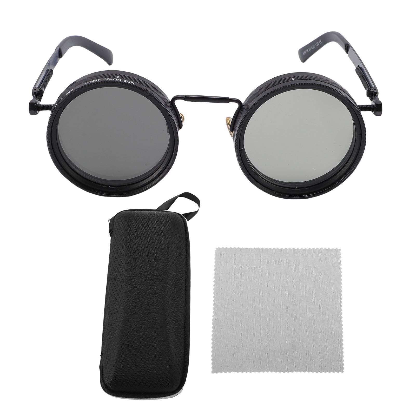1-9 Gafas de Sol de Filtro ND Ajustable | Lente Redonda Polarizada | Bloqueo de Luz y Protección UV | para Deportes/conducción/fotografía | con Estuche de Almacenamiento
