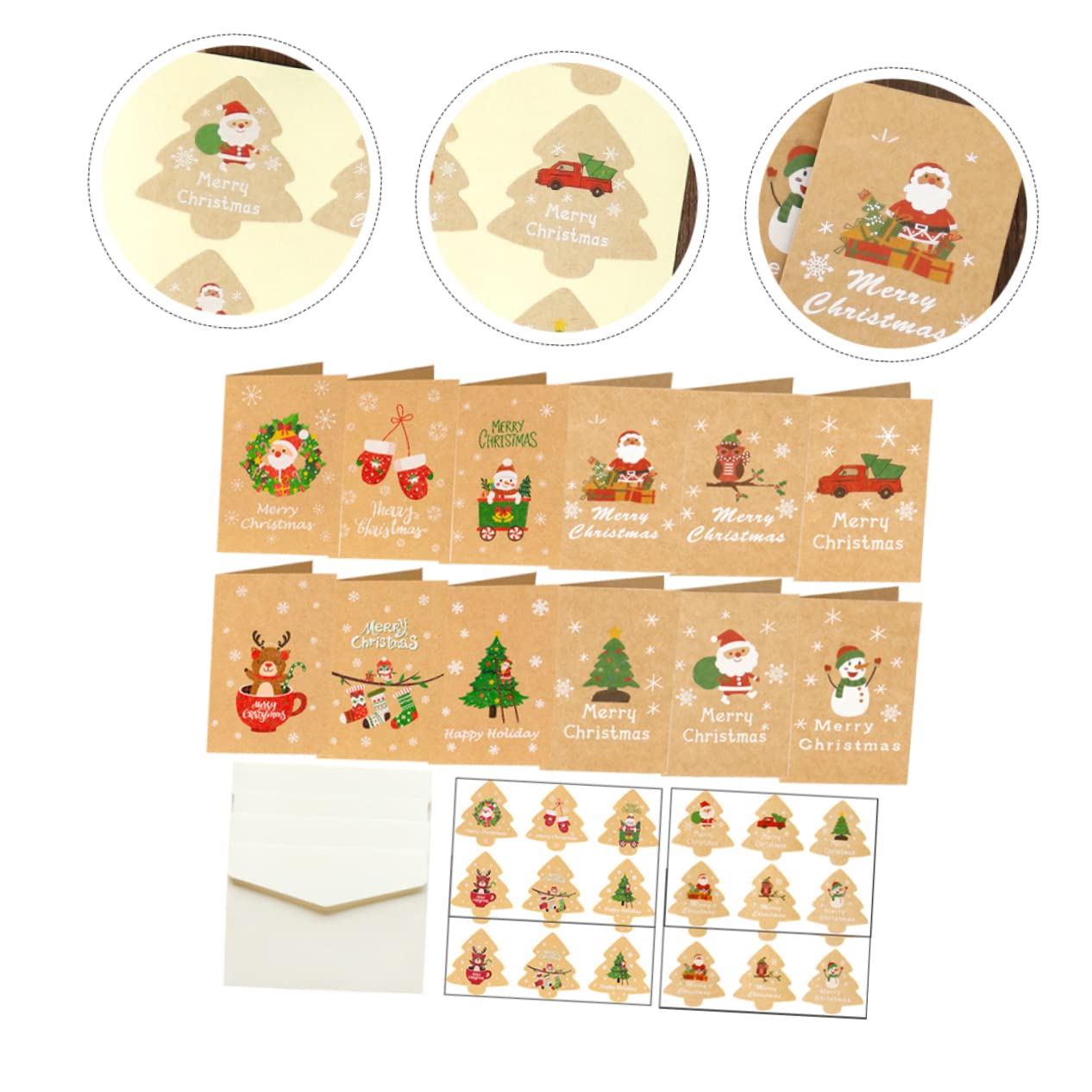120sätze Weihnachtsgrußkarten Festliche Botschaften Mit Karten Umschlägen Stickern Für Winterfestivalsaison Für Weihnachtswünsche