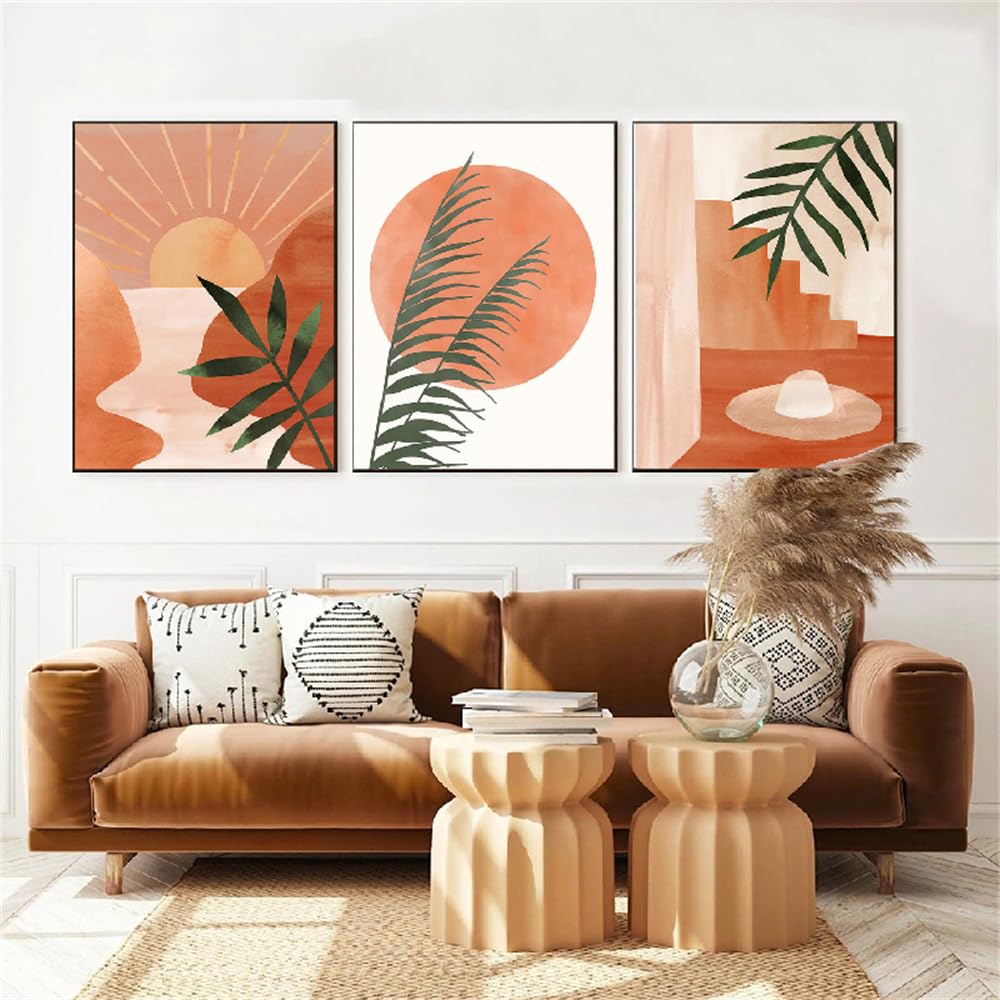Wbyzac Multicolored Botanical Posters-Botanical Green Gold Fern Leaf Palm Plants Wall Art Canvas Painting Posters Print Nordic Pictures For Living Room Bedroom Kitchen Home Decor-60 * 80Cm*3Pcs (No Frame)