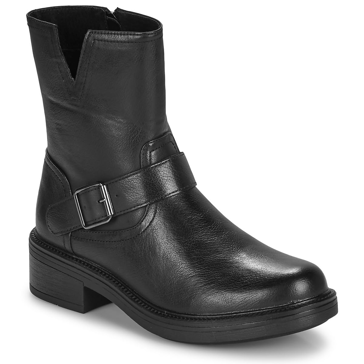 Boots noires CHATTAWAK à talon décroché bas et zip - 8