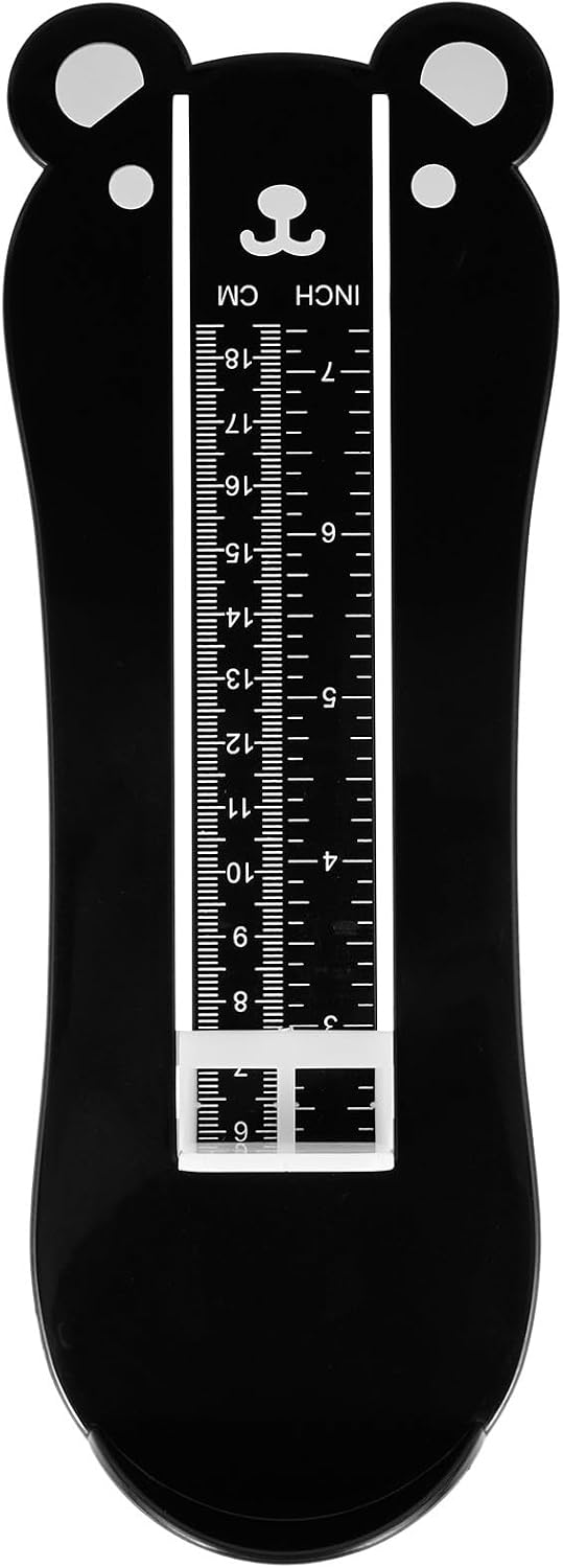 Ciieeo Foot Measurement Device with Ruler and Size Chart, Black Shoe Sizer Measuring Tool for 0-8 Years, and Foot Measuring Instrument for Accurate Shoe Fitting at Home