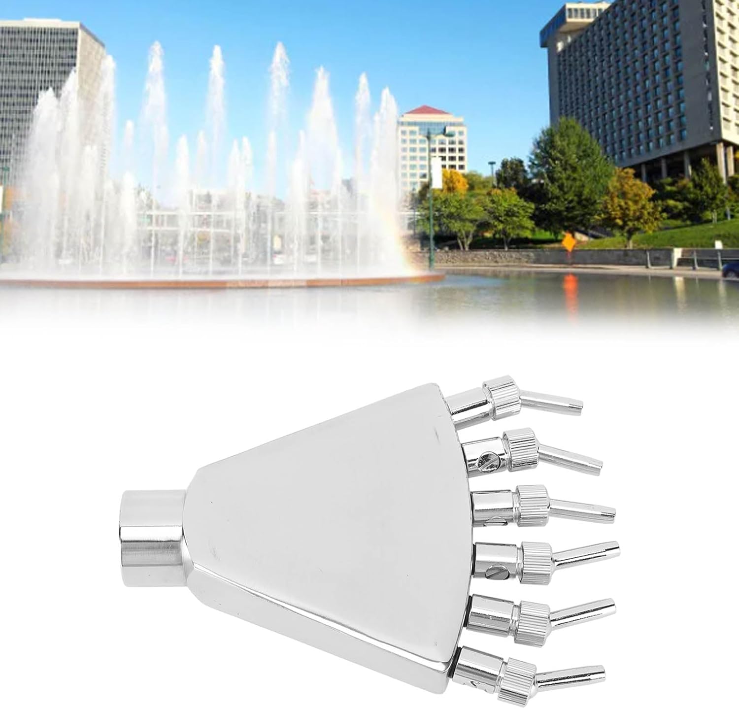 flexman G1 Fountain Nozzle, Adjustable Dynamic Scattering Stainless Steel Pond Fountain Head, Water Fountain Spray Nozzle for Family Courtyard, Plaza, Park