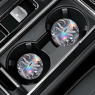 2pcs Colorful Dragonfly Car Coasters Vibrant Cup Holder Mat Vehicle | 2-piece set; designed to protect cup holders from dust and spills; fits cars, trucks and home or office cup holders.
