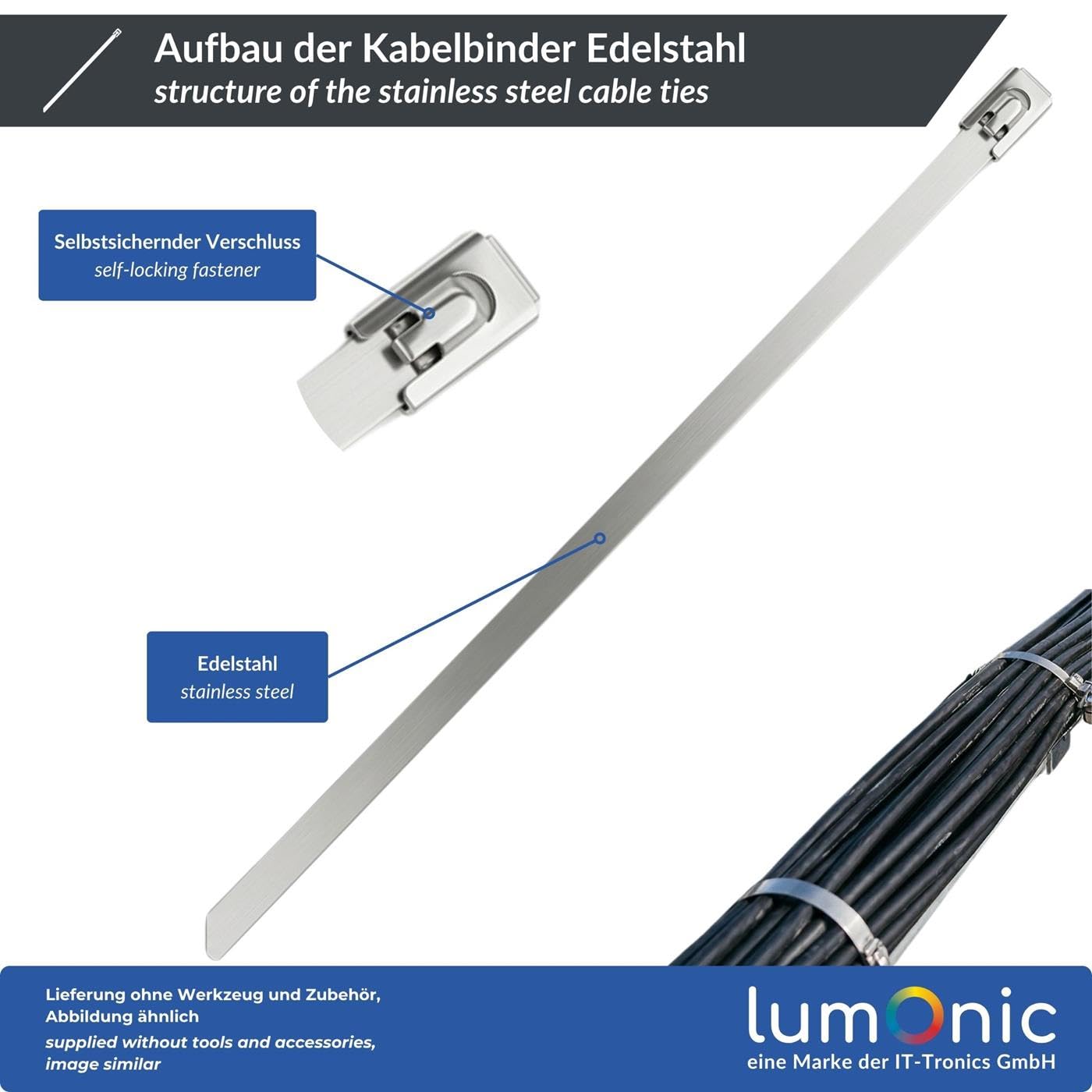 RS PRO Edelstahl mit Polyesterbeschichtung Kabelbinder Mit Kugelverschluss Blau 7,9 mm x 360mm, 100 Stück, Packung a 100 Stück