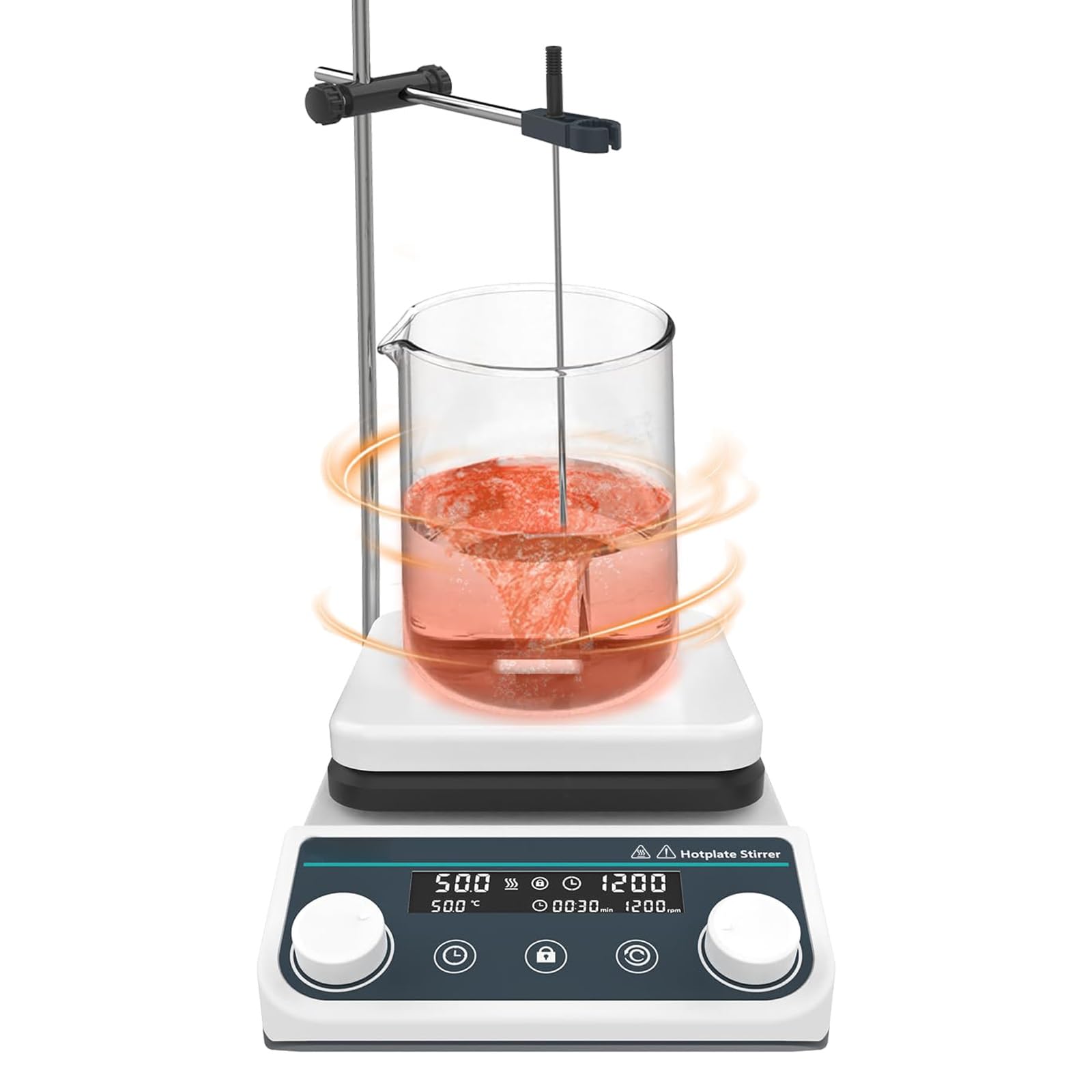 Magnetrührer Heizplatte, 5L Laborheizung mit Digitalanzeige, Thermostatmischer für Chemie, Timer 1 Min bis 12 Stunden, Laborausrüstung