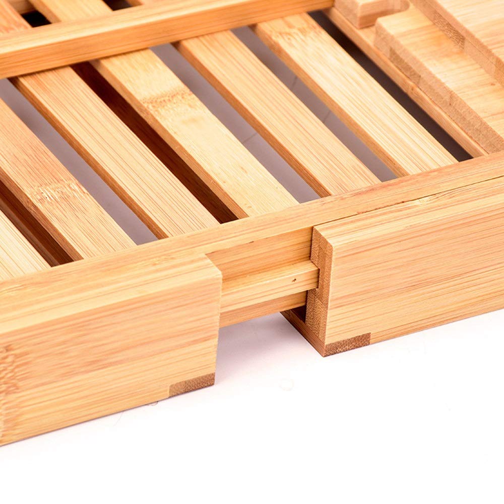 Estante para bañera Bandeja para bañera de bambú Puente de Bandeja para baño con Lados Extensibles Soporte para Tableta para Libros Incorporado Bandeja para teléfono móvil Soporte para Copa de Vi