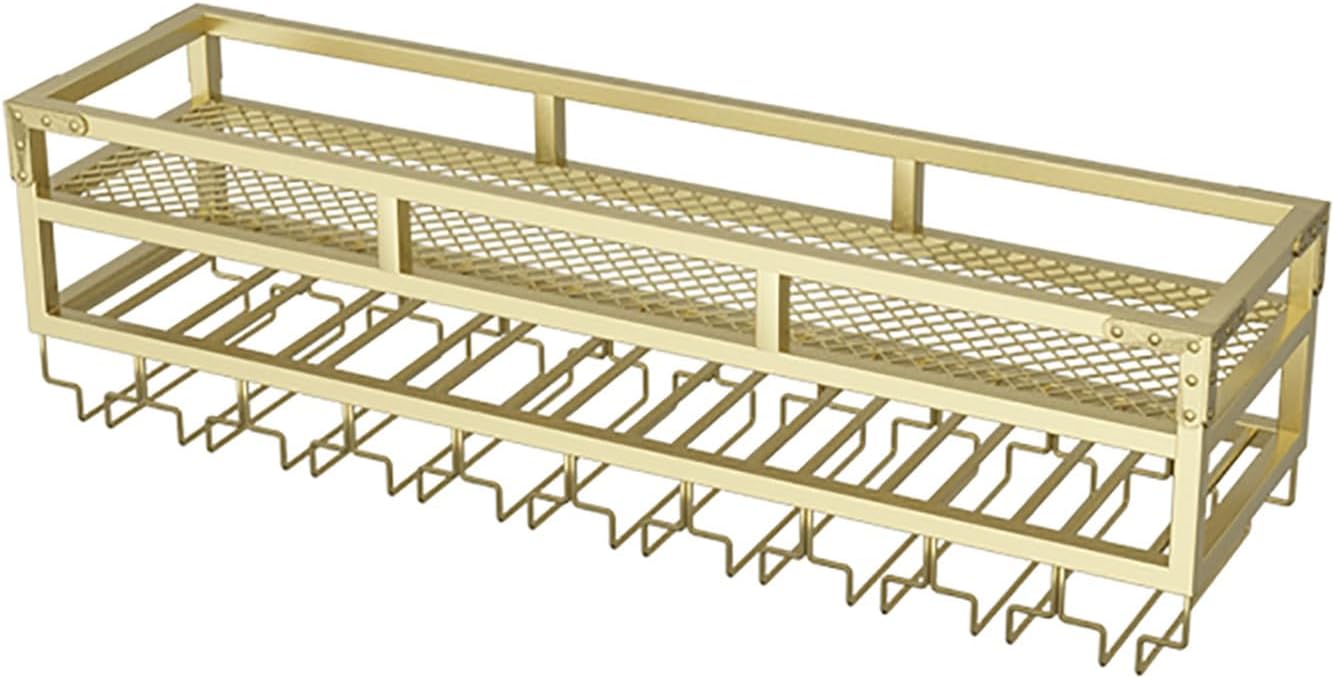 Wall Mounted Wine Rack, Multi Functional Storage Shelf, Bar Unit Floating Wine Storage Display Rack, Champagne Stemware Glass Storage Rack, for Home Western Restaurant Decor (Color