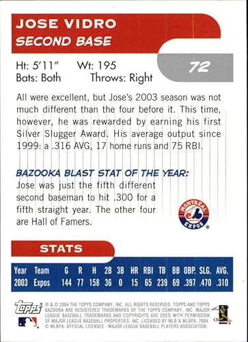 Miniatura 2 de 2004 Bazooka #72 Jose Vidro - NM-MT