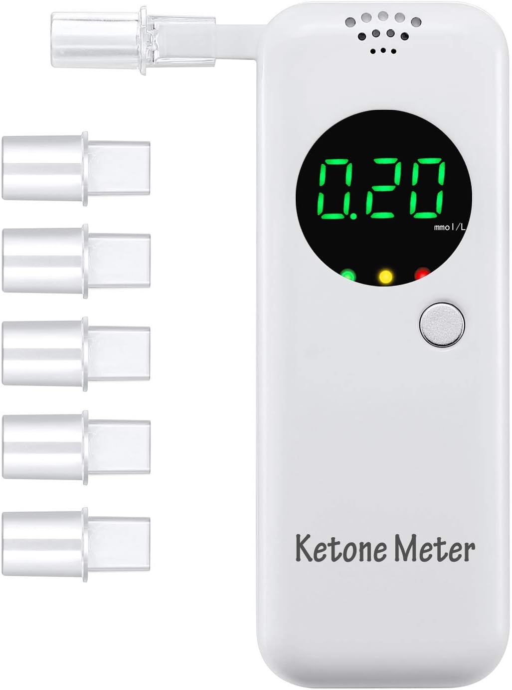 Ketone Meter, Portable Ketones Breath Analyzer, Digital Ketone Breathalyzer, Ketosis Testing with 10 Mouthpieces
